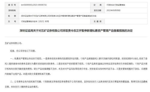 五礦證券被暫停新增私募資產(chǎn)管理產(chǎn)品備案6個月